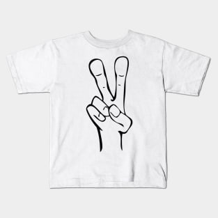 Cartoon Hand Peace Symbol Kids T-Shirt